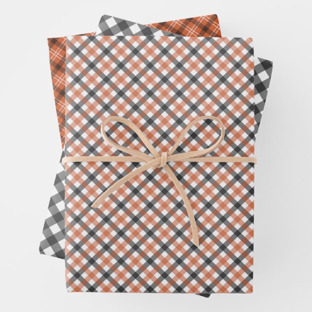 Fall Gingham Colors, Wrapping Paper Sheets (In situ)