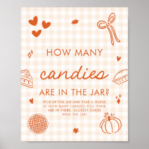 Fall Gingham Cutie Pie Guess How Many Candies Game Poster