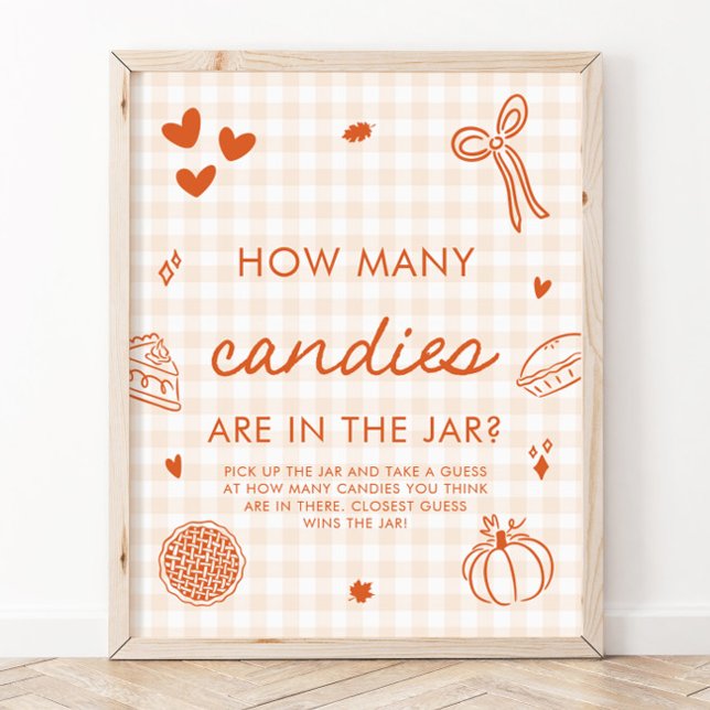 Fall Gingham Cutie Pie Guess How Many Candies Game Poster (Fall Gingham Cutie Pie Guess How Many Candies Game)