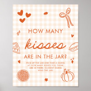 Fall Gingham Cutie Pie Guess How Many Kisses Game Poster