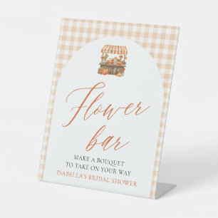 Fall Gingham Fresh Off The Market Flower Bar Pedestal Sign