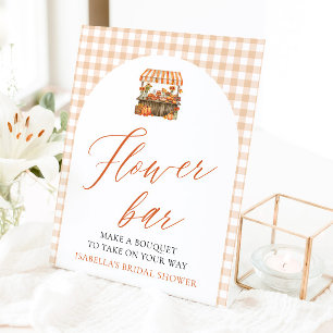 Fall Gingham Fresh Off The Market Flower Bar Pedestal Sign