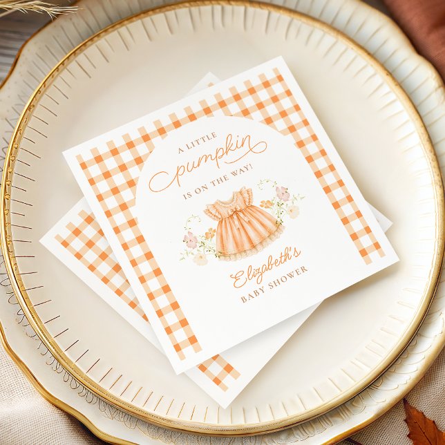 Fall Gingham Pumpkin Baby Shower Paper Napkins (Creator Uploaded)
