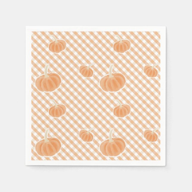 Fall Gingham Pumpkin Napkin – Thanksgiving Decor (Front)