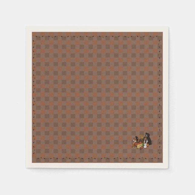 Fall gingham standard paper napkins (Front)