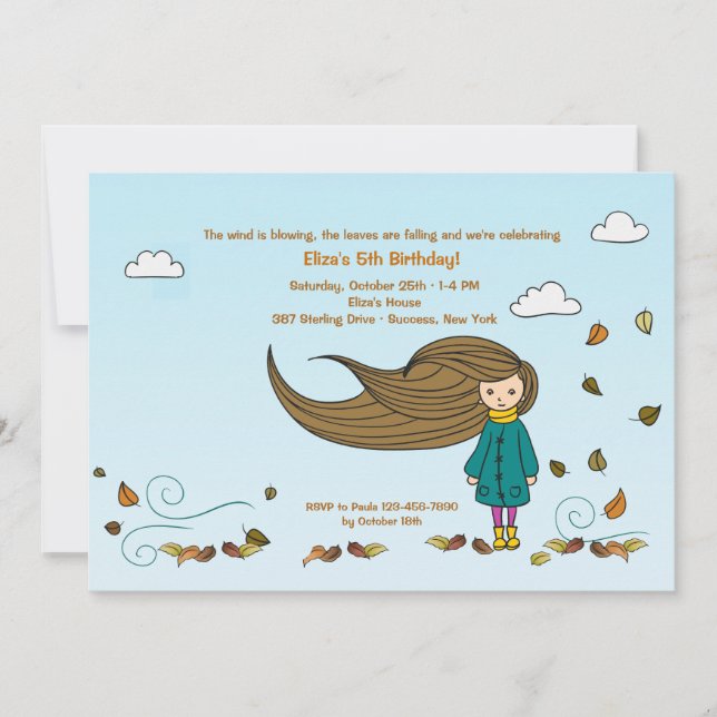 Fall Girl Invitation (Front)