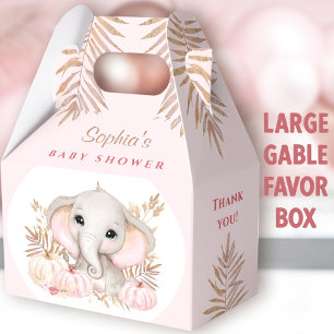 Fall Girl Pink Baby Shower Large Gable Favour Box