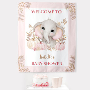 Fall Girl Pink Baby Shower Welcome Sign  Tapestry