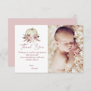 Fall Girl's Little Pumpkin Baby Shower Photo Thank You Card