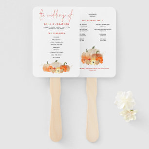 Fall Glittery Pumpkins Florals Wedding Program  Hand Fan