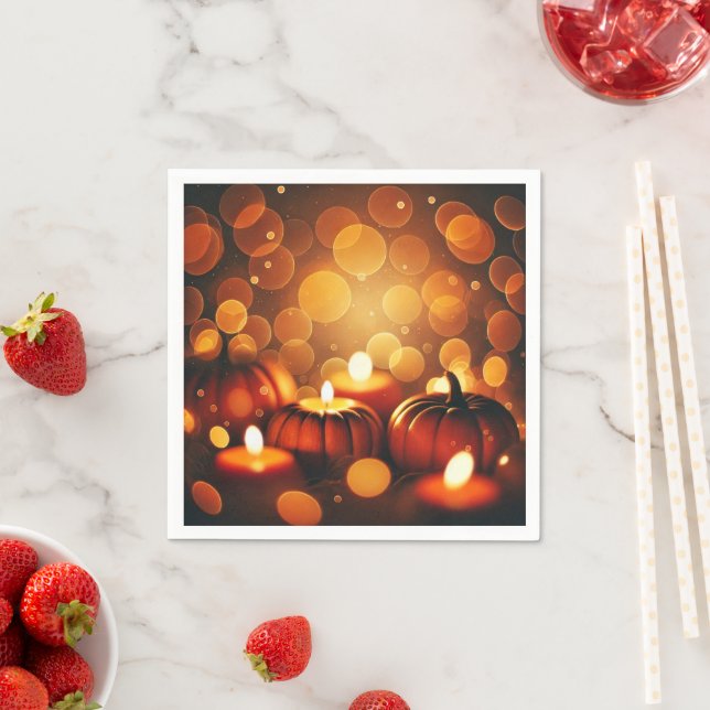 Fall Glowing Pumpkins Bokeh Effect Decoupage Paper Napkin (Insitu)