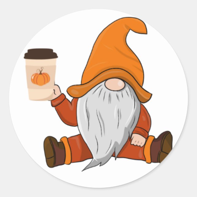 Fall Gnome and coffee vinyl sticker (Front)