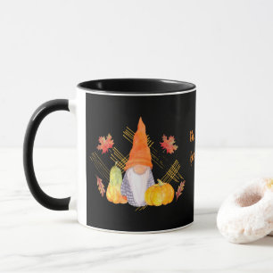 Fall Gnome Thanksgiving Mug With Black Background