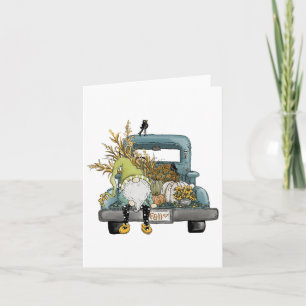 Fall Gnome Vintage Truck And Pumpkin Card