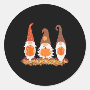 Fall Gnomes And Autumn Leaves Cute Graphic Gifts  Classic Round Sticker