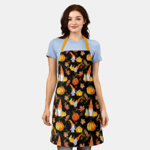 Fall Gnomes Black Background Apron