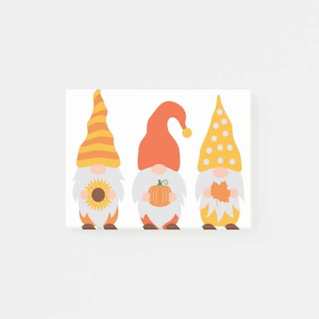 Fall gnomes. Cute cartoon autumn gnomes. Post-it Notes (Front)