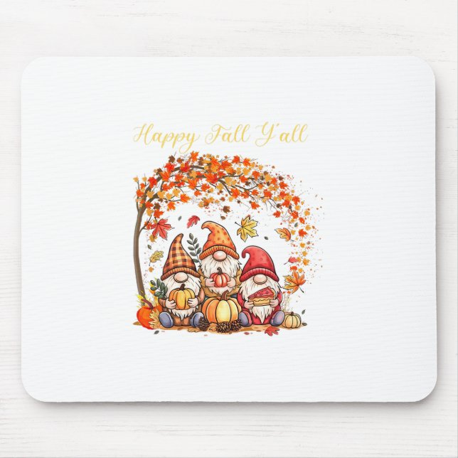 Fall Gnomes Happy Fall Yall Autumn Leaves Tree Tha Mouse Pad (Front)