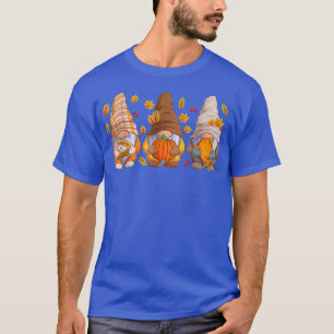 Fall Gnomes Pumpkin Autumn Leaves Halloween Thanks T-Shirt