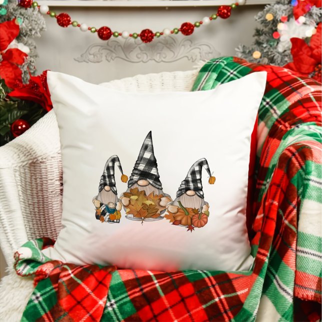 Fall Gnomes Pumpkin Thanksgiving Throw Pillow (Creator Uploaded)