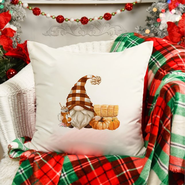 Fall Gnomes Pumpkin Thanksgiving Throw Pillow (Creator Uploaded)