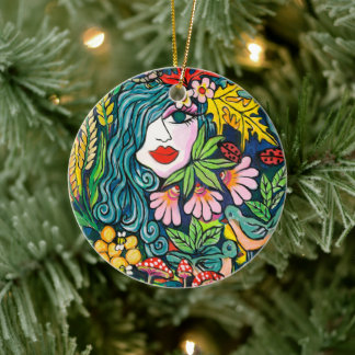 FALL GODDESS CERAMIC TREE DECORATION