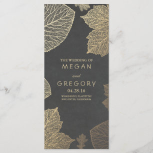 Fall Gold and Chalkboard Leaves Wedding Programs Programme