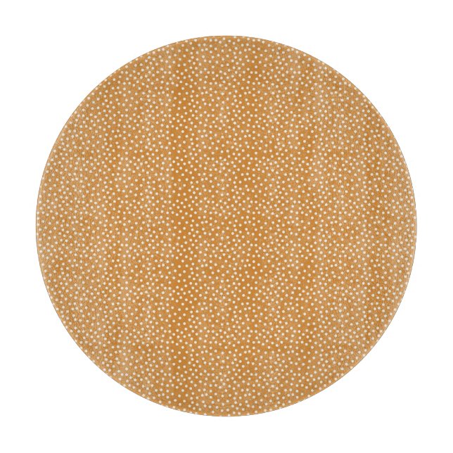 FALL GOLD WITH TINY WHITE CIRCLES CUTTING BOARD (Front)