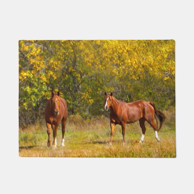 Fall Golden Horses Doormat (Front)