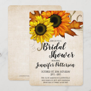 Fall Golden & Orange Bridal Shower Invitation