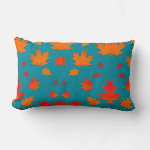 Fall golden orange leaves falling through the air lumbar cushion