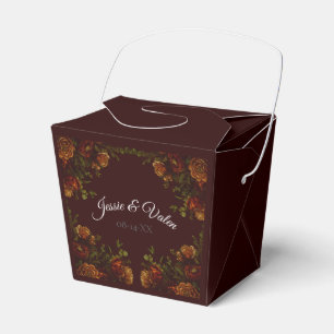Fall Gothic Wedding Rustic Orange Maroon Favour Box