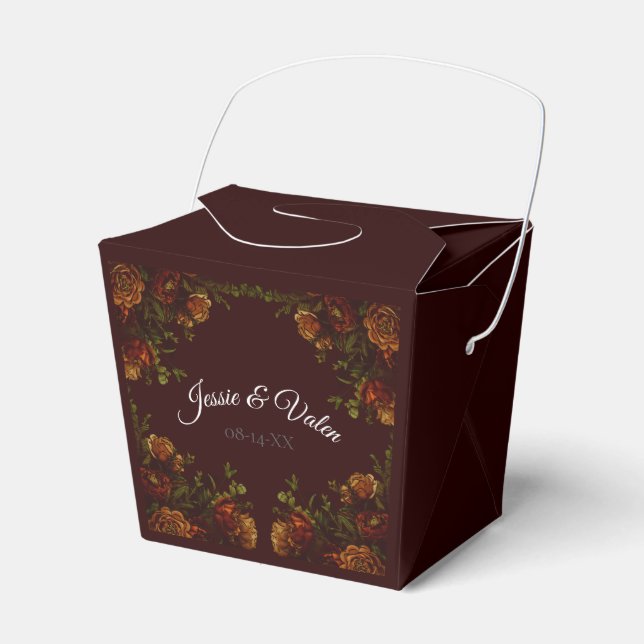 Fall Gothic Wedding Rustic Orange Maroon Favour Box (Front Side)
