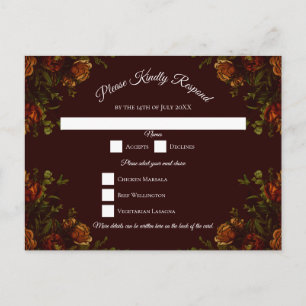Fall Gothic Wedding Rustic Orange Maroon Holiday Postcard