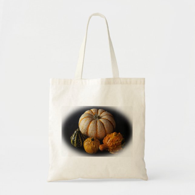 Fall gourds and pumpkin tote bag (Front)