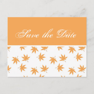 Fall graphic yellow leaves wedding save the date announcement postcard