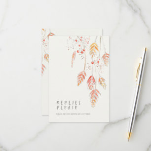 Fall grass berries wedding reply RSVP  Card