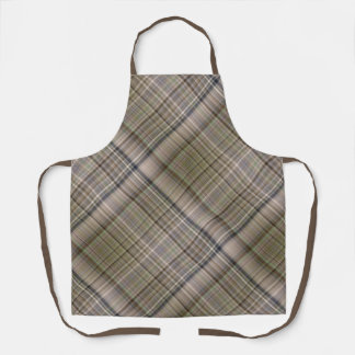 Fall Grass Brown and Olive Green Plaid Apron