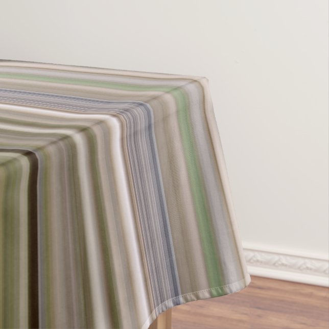 Fall Grasses Brown and Green Stripe Tablecloth (In Situ)