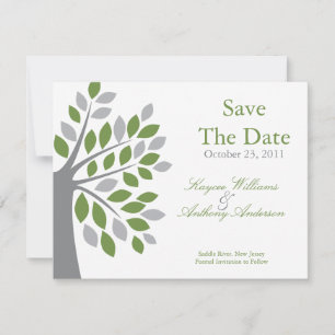 Fall Green Tree Save The Date Announcement