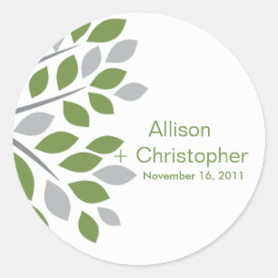 Fall Green Tree  Wedding Sticker