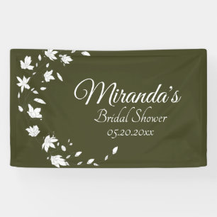 Fall Green & White Floral Bridal Shower Banner