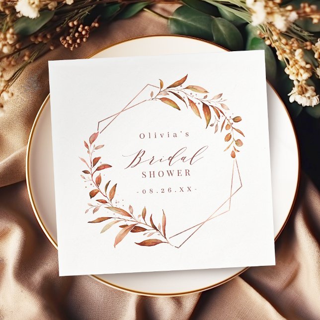 Fall Greenery Geometric Rustic Bridal Shower Napkin (Fall Greenery Geometric Rustic Bridal Shower Napkins)