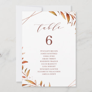 Fall Greenery Geometric table number seating chart