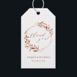 Fall Greenery Geometric Thank You Rustic Wedding Gift Tags<br><div class="desc">Rustic watercolor fall botanical foliage greenery design with faux copper foil leaves and geometric frame,  and trendy thank you script,  simple and elegant,  great for fall rustic wedding,  winter botanical garden wedding. 
See all the matching pieces in collection</div>