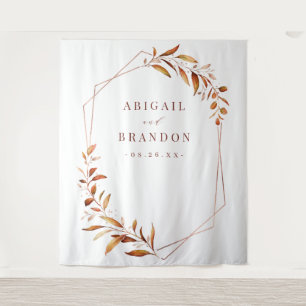 Fall Greenery Geometric Wedding Photo Backdrop Tapestry