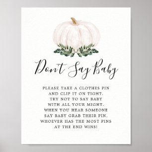 Fall Greenery Pumpkin Don't Say Baby Game Sign