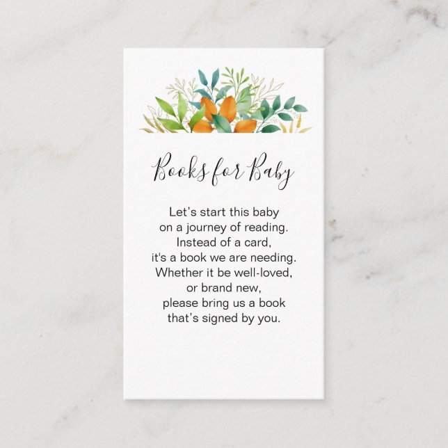 Fall Greenery Watercolor Baby Shower Book Request Enclosure Card (Front)