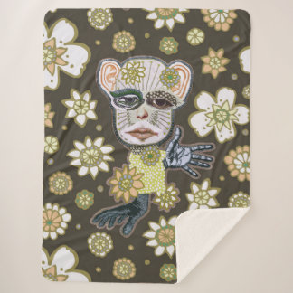 Fall Greens Drollery Floral by Natalie Schorr Sherpa Blanket