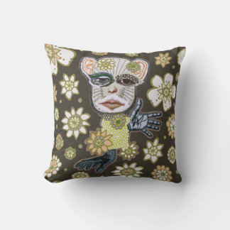 Fall Greens Drollery Pattern by Natalie Schorr Cushion